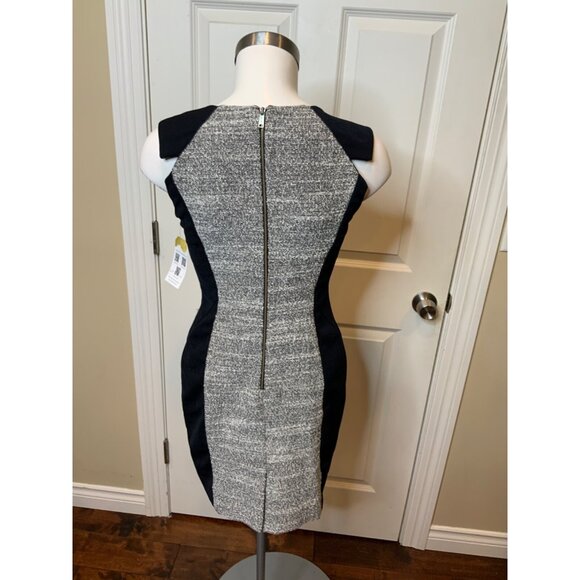 Mcginn Black & White Tweed Sleeveless Sheath Dress, Size 4 - Picture 4 of 5
